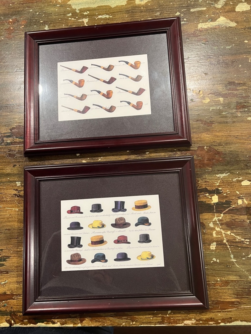 Men's Framed Wall Art - Leather-Effect Double Set in Dark Brown